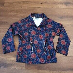 Anthropologie Freesia Quarter Zip Pullover Top XS Saturday Sunday Floral FLAW